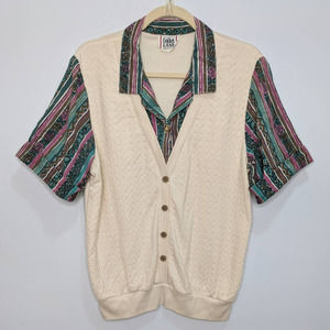 Cricket Lane Vintage Womens Medium Cotton Knit Sweater Vest Layered Shirt Top